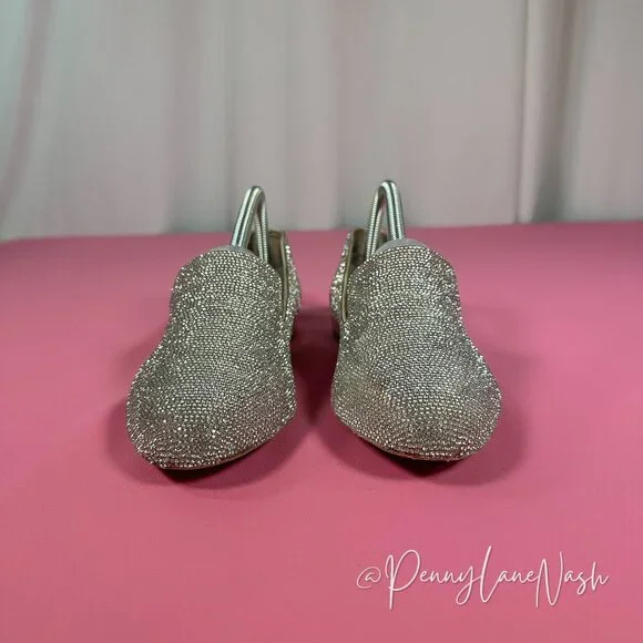 Steve Madden Smile Rhinestone Loafer Flats Silver Size 8M - Picture 2 of 16